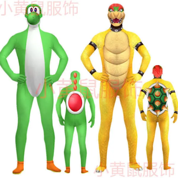 Cosplay Super Mario Bros Bowser Yoshi Mask Jumpsuit Vuxen Barn Bodysuit*Kostym -FA- Adult L(160)> Dräkter