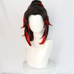 Cosplay-peruk Demon Slayer Kimetsu No Yaiba Tsugikuni Yoriichi Svart Röd> Peruker