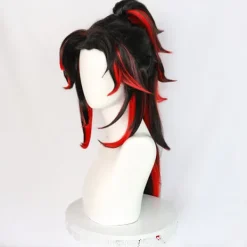 Cosplay-peruk Demon Slayer Kimetsu No Yaiba Tsugikuni Yoriichi Svart Röd><noscript><img width=