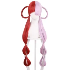 Cosplay-peruk halv röd och lila huvudbonad Shanks dotter peruker kvinna flicka anime kostym rekvisita> Peruker