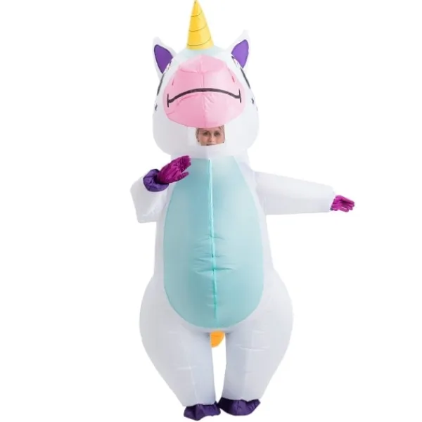 Creations Uppblåsbar Enhörningsdräkt Full Body Unicorn Air Blow-up Deluxe Halloween-dräkt - Vuxenstorlek 150-190 cm> Dräkter