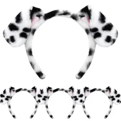 EURL Dalmatiner Hund Öron Pannband - 4-Pack Valp Öron Pannband Fluffigt Pannband Vuxna Barn Dalmatiner Kostym för Smink Tvätta Ansikte{ee}> Huvudbonader