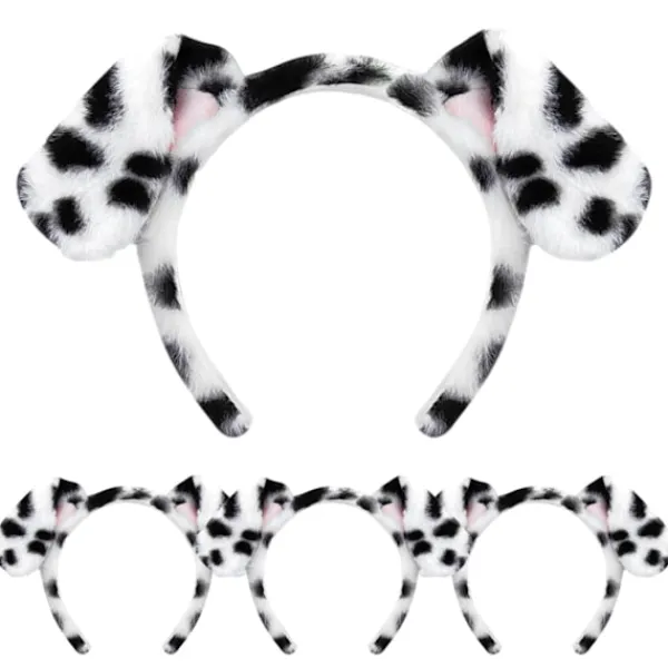 EURL Dalmatiner Hund Öron Pannband - 4-Pack Valp Öron Pannband Fluffigt Pannband Vuxna Barn Dalmatiner Kostym för Smink Tvätta Ansikte{ee}> Huvudbonader