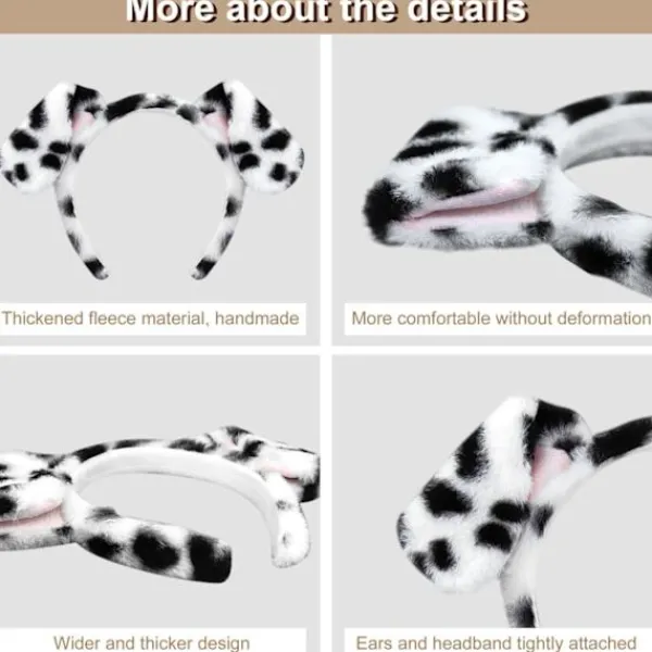 Dalmatiner Hundöron Hårband 4-Pack - Fluffiga Valpöron för Barn & Vuxna> Huvudbonader