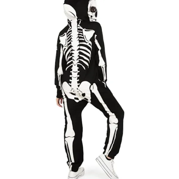 Dam Halloween Skelettdräkt - Bekväm och Enkel Vuxen Jumpsuit Bodysuit - Fram- och Baktryck med Blixtlås.> Dräkter
