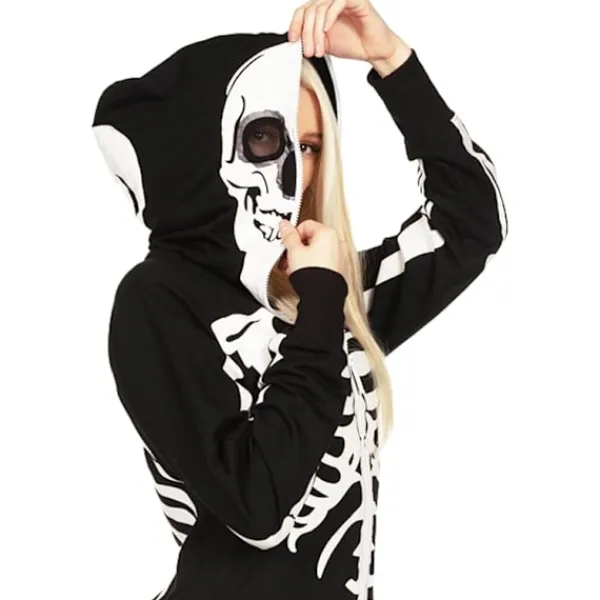 Dam Halloween Skelettdräkt - Bekväm och Enkel Vuxen Jumpsuit Bodysuit - Fram- och Baktryck med Blixtlås.> Dräkter