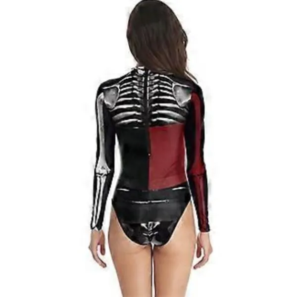 Dam Harley Quinn Cosplay Kostym Skalle Print En-Delad Baddräkt (L-XL)> Dräkter