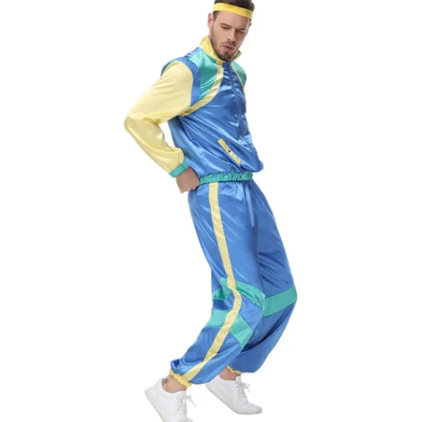 Dam- och Herr 80-tals Disco Träningsdräkt Vindjacka Byxor Hippie Kostymer Par Matchande Kläder Halloween Cosplay Kläder Blå S> Dräkter
