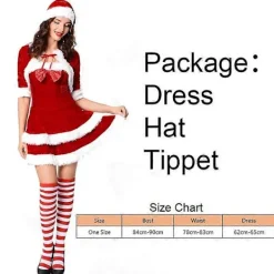 Dam Söt Fröken Jultomte Outfit Jul Maskeradklänning Fru Jultomte Juldräkt One Size> Dräkter