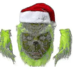7-delad Grinch-kostym för julcosplay, vuxen Santa-kostymset + mask A-Perfet 2XL> Dräkter
