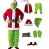 7-delars Grinch-dräkt för julcosplay för vuxna, jultomtedräktset + Mask A-WELLNGS Mask Endast Mask Endast Mask Endast 3XL> Dräkter