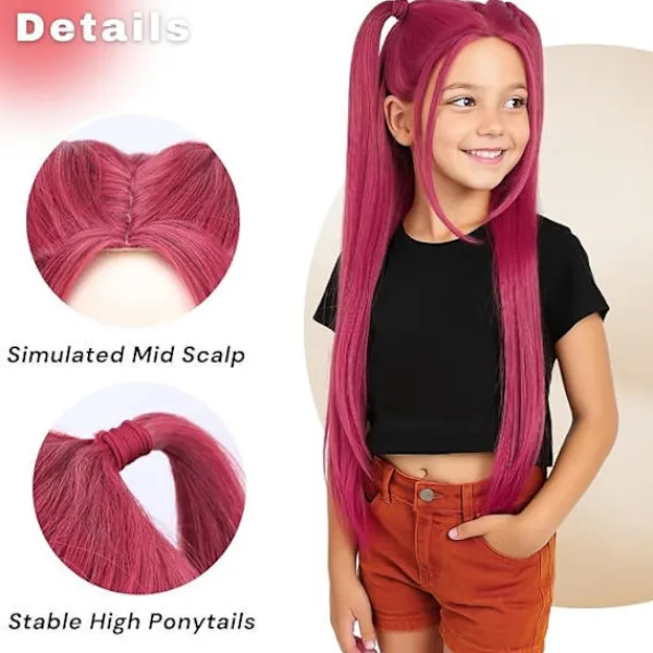 Demon Hunters Kostym Rumi Mira Zoe Realistisk Anime Cosplay Peruk för Konvent Rosa Mira> Peruker