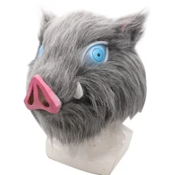 unbranded Demon Slayer Anime Hashibira Inosuke Gris Latex Mask Huvudbonad Cosplay Halloween Maskeradfest Fancy Dress Kostymtillbehör><noscript><img width=