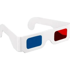 3D-glasögon i papper, röd och cyan anaglyf, vit kartongram, 5> Tillbehör