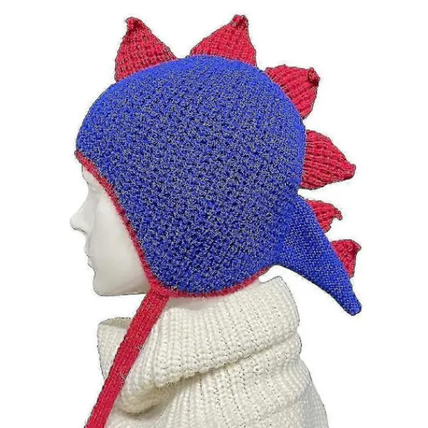 Dinosauriemössa Rolig Hatt Dinosaurie Öronlapp Hatt Stickad Dinosaurie Hatt Mohawk Hatt> Huvudbonader