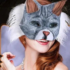 DIY Therian Mask Kit Katt Räv Djuransikte Kudde med Päls Halloween Rollspelsrekvisita för Maskerad Karneval Cosplay Festtillehör><noscript><img width=