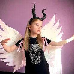 Djävulshorn diadem svart cosplay horn hårbåge gotisk skönhet halloween><noscript><img width=