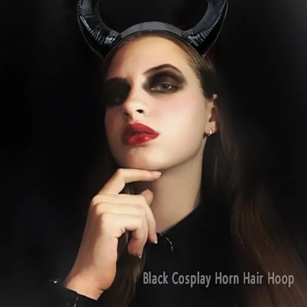 Djävulshorn diadem svart cosplay horn hårband gotisk skönhet halloween{YFL}> Huvudbonader