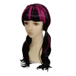 Draculaura Cosplay Kostym Peruk Lång Svart Rosa Värmeeständig Syntetiskt Hår Halloween Fest Rollspel Karneval Rekvisita><noscript><img width=