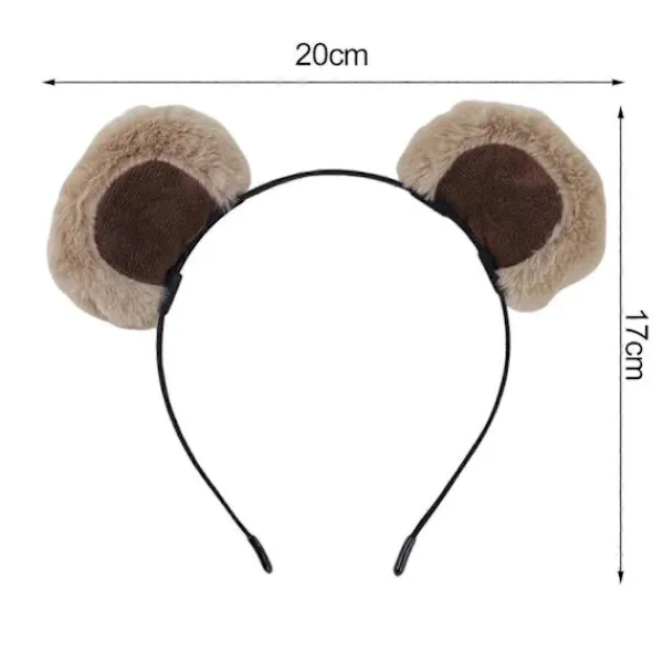 Ekorrhörsdiadem Plysch Björnördekoration Flickhuvudbonad Elastisk Design Djurtema Hårband Sminkhuvudbonad> Huvudbonader