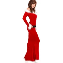 WAIDFU Elegant Kvinnlig Sexy Dam Cosplay Kostym Röd Julklänning L> Dräkter