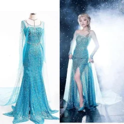 Elsa Klänning Vuxen Kvinna Cosplay Kostym XXL> Dräkter