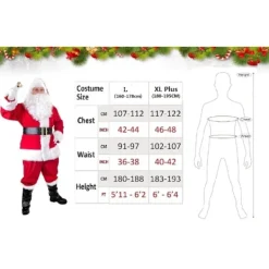 En komplett 7-delars tomtekostym, lämplig för vuxna som vill rollspela som jultomte, inklusive tomtar. xl puls (180-195cm)> Dräkter