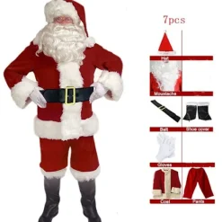 En komplett 7-delars tomtekostym, lämplig för vuxna som vill rollspela som jultomte, inklusive tomtar. xl puls (180-195cm)><noscript><img width=