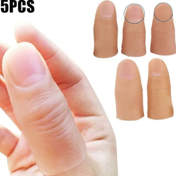 LBJ Falsk tumme 5 st Finger Magic Trick Falsk Mjuk Tumtopp Närbild Scenshow Prop Skämt Leksak S> Smink