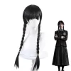 FMYSJ Familjen Addams Film Wednesday Addams Peruker, Halloween Merchandise Gåva För Cosplay Party Rekvisita Flätad Hårperuk (FMY)> Peruker