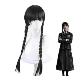 FMYSJ Familjen Addams Film Wednesday Addams Peruker, Halloween Merchandise Gåva För Cosplay Party Rekvisita Flätad Hårperuk (FMY)> Peruker