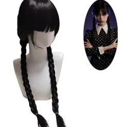 FMYSJ Familjen Addams Film Wednesday Addams Peruker, Halloween Merchandise Gåva För Cosplay Party Rekvisita Flätad Hårperuk (FMY)> Peruker