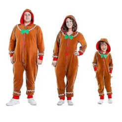 AIZHENCHEN Familjens mysiga pepparkaksgubbe-jumpsuit för män, bekväm pepparkaksgubbe-onesie för julen - Perfekt barn 150CM-max barn 150CM> Dräkter