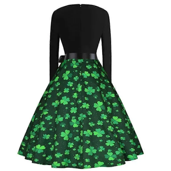 Fashion Rundhalsklänning med Tryck av Fyrklöver för St. Patrick's Day (Storlek M)> Dräkter
