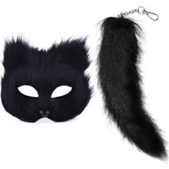 Faux Pälsrävar Svans Katter Mask Therian Mask och Svans Halloween Cosplays Fest-WELLNGS> Masker