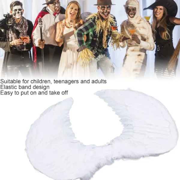 Fjädervingar för Vuxna och Barn Cosplay Levande Ving Kostymtillbehör för Halloween Julfest Vit M 60 X 45cm / 23.6 X 17.7in> Tillbehör