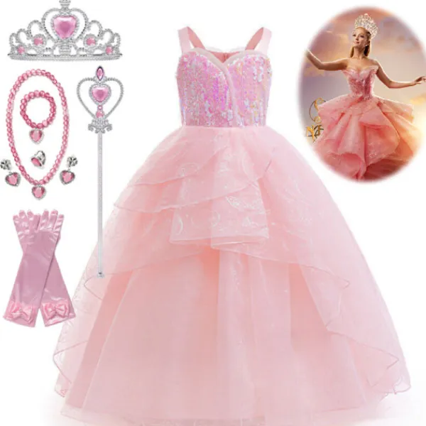Flickor Prinsessa Glinda Klänning Cosplay Kostym Elak Karneval Party Maskeradklänning Endast Garland Pannband-FA- One Size> Huvudbonader