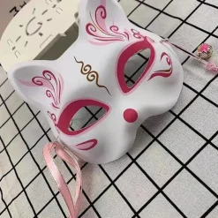 Fox Cosplay Mask Half Face Cat Mask För Julfest Kostym Japansk Kitsune Mask Kabuki Masquerade Cat> Masker