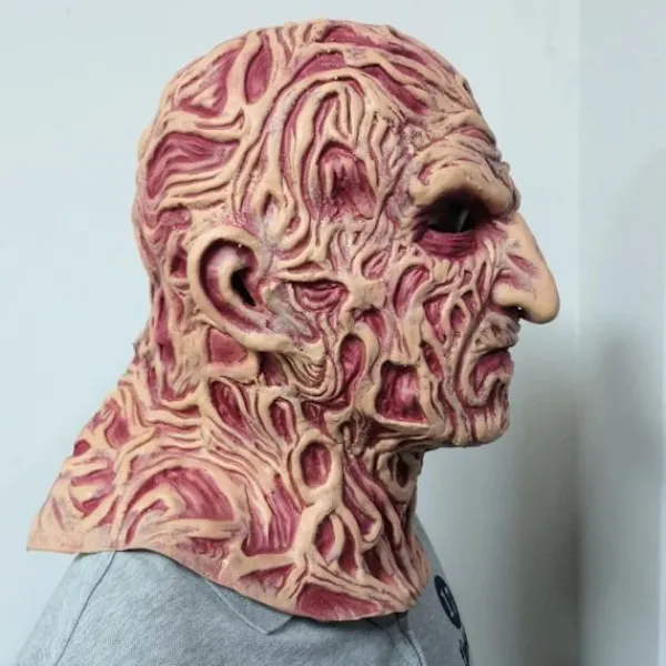 KOOLYOU Freddy Krueger Mask Halloween Film En Mardröm På Elm Street Terror Party Cosplay Kostym Rekvisita Horror Latex Huvudbonad mask> Masker