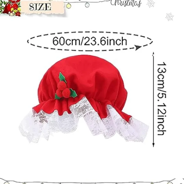 Fru Claus hatt, tomtemor mössa, juldräkt accessoarer spets vit trim hatt elastiskt band för vuxna jul nyår> Huvudbonader