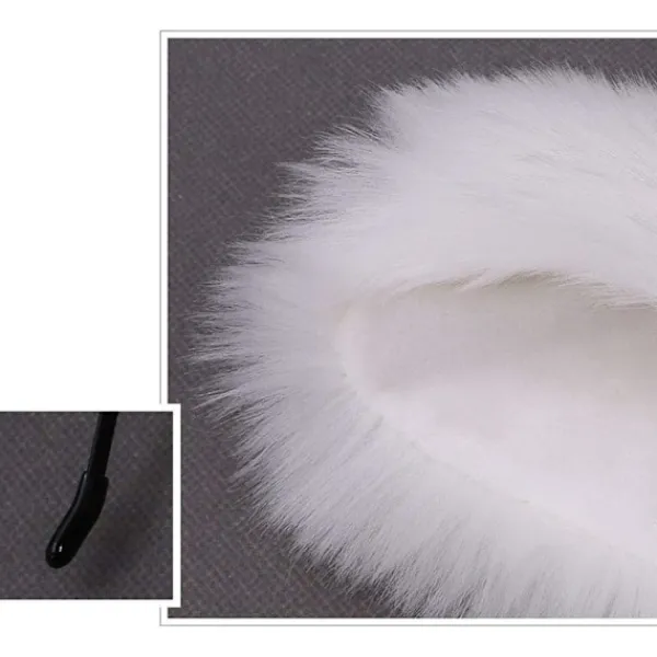 Fuskpälsräv kattöron pannband hårbåge hårband djuröron cosplay festdräkt öron huvudbonader (Vit)> Huvudbonader