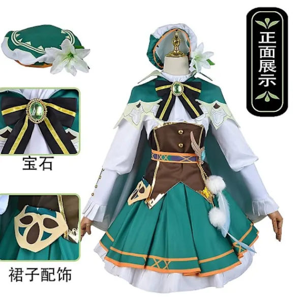 Game Genshin Impact Venti Cosplay Dräkt Outfit Anime Cosplay Halloween Kostymer Dam Venti Kostym Full Set Uniform XL> Dräkter