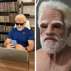 FMYSJ Gammal Man Ansiktsmask Latex Realistisk Mask, Halloween Krypande Rynka Gammal Person Mask Huvudbonad Hjälm Vuxen Maskeradklädsel Kostym Rekvisita (FMY) | Fyndiq> Masker