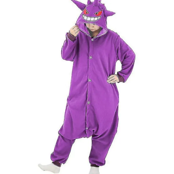 Gengar Dräkt Heldress Pyjamas Halloween Jul One Piece Kigurumi för Män Kvinnor - WELLNGS XL> Dräkter