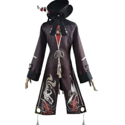 Genshin Impact Hu Tao Kostym Fancy Up Outfits Fransar Byxor Uniform Se 2XL><noscript><img width=
