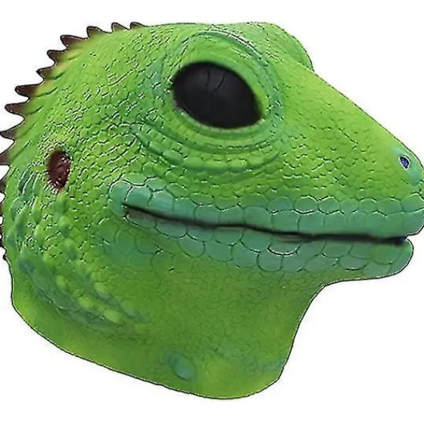 FMYSJ Ghyt Ödlehuvud Mask Halloween Kostym Rekvisita Vuxen Fest Realistiska Djur Latex Masker Grön Ödlehuvudbonad (FMY)> Masker