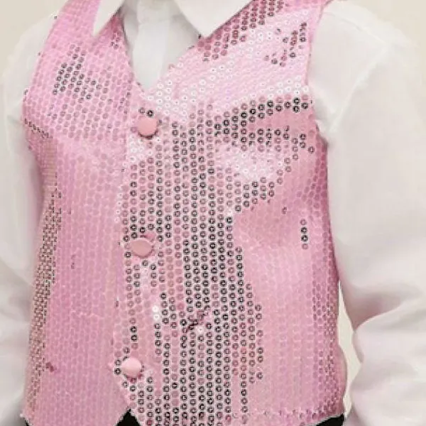 EURL Glitterväst för fest, unisex, färgstark, barn, ärmlös, paljettväst Svart XL> Tillbehör