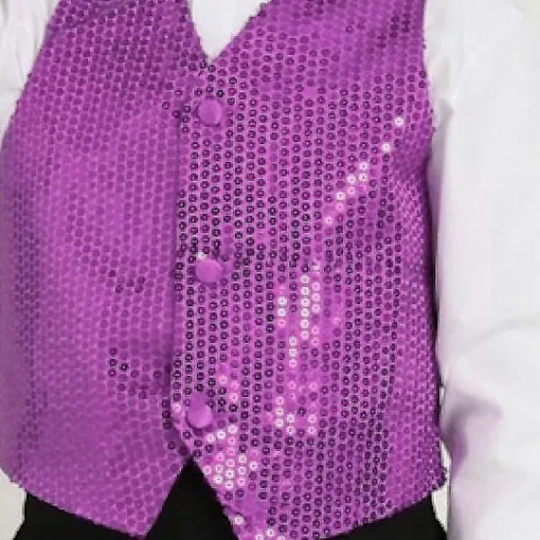 EURL Glitterväst för fest, unisex, färgstark, barn, ärmlös, paljettväst Svart XL> Tillbehör