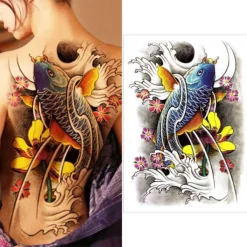 Megabilligt Gnuggis Tatuering Hel Ryggtavla Koi Fish> Smink