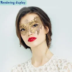 (Golden-01 Metall )Lady of Luck Maskerad Mask med Spets S><noscript><img width=